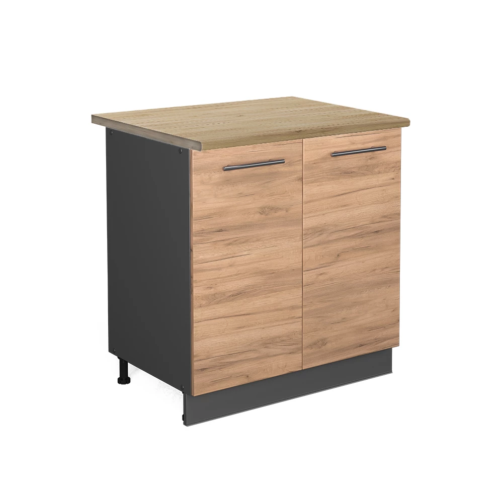 Spülenunterschrank in Goldkraft Eiche auf weißem Hintergrund
