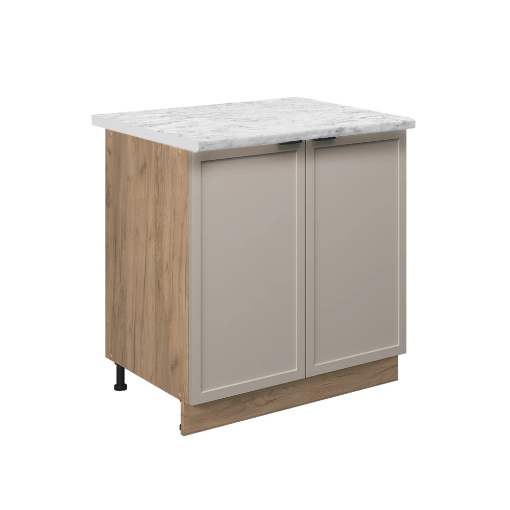 Spülenunterschrank in GrauBeige auf weißem Hintergrund