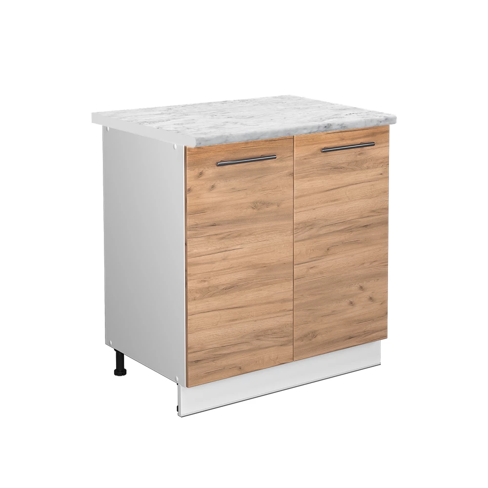 Spülenunterschrank in Goldkraft Eiche auf weißem Hintergrund
