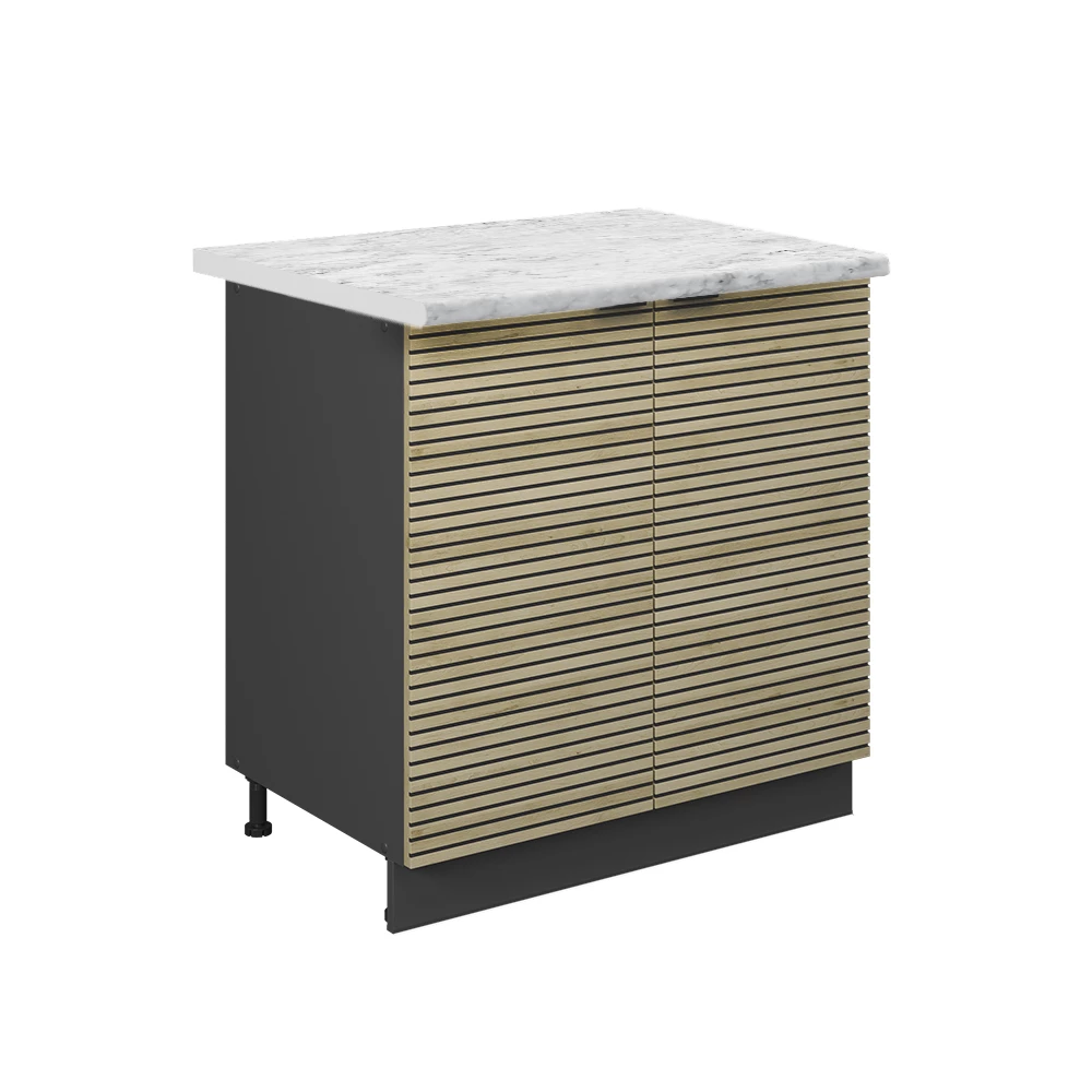 Vicco Diskbänksskåp Ekpanel 80cmmed hylla, AP marmor, Fame-Line