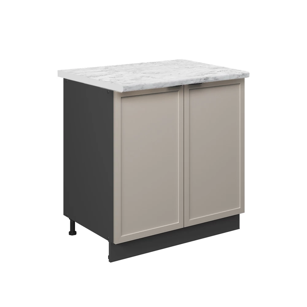 Spülenunterschrank in GrauBeige auf weißem Hintergrund