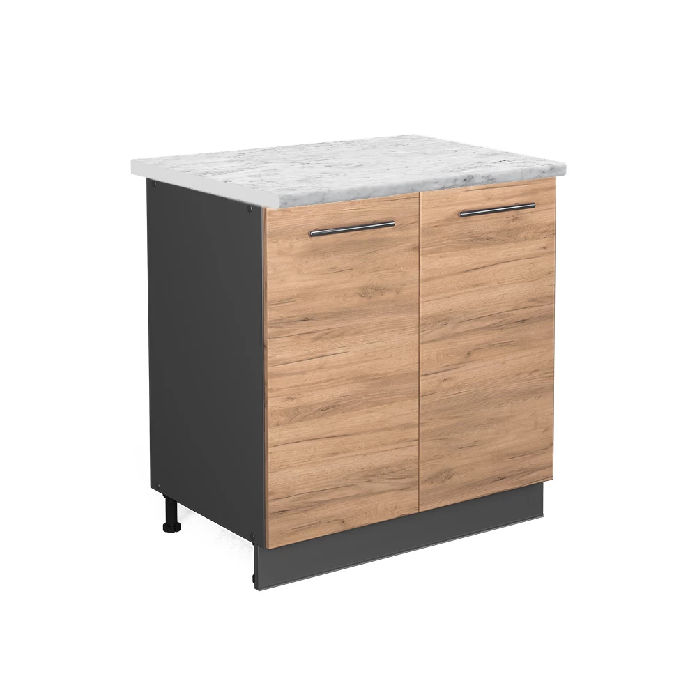 Spülenunterschrank in Goldkraft Eiche auf weißem Hintergrund