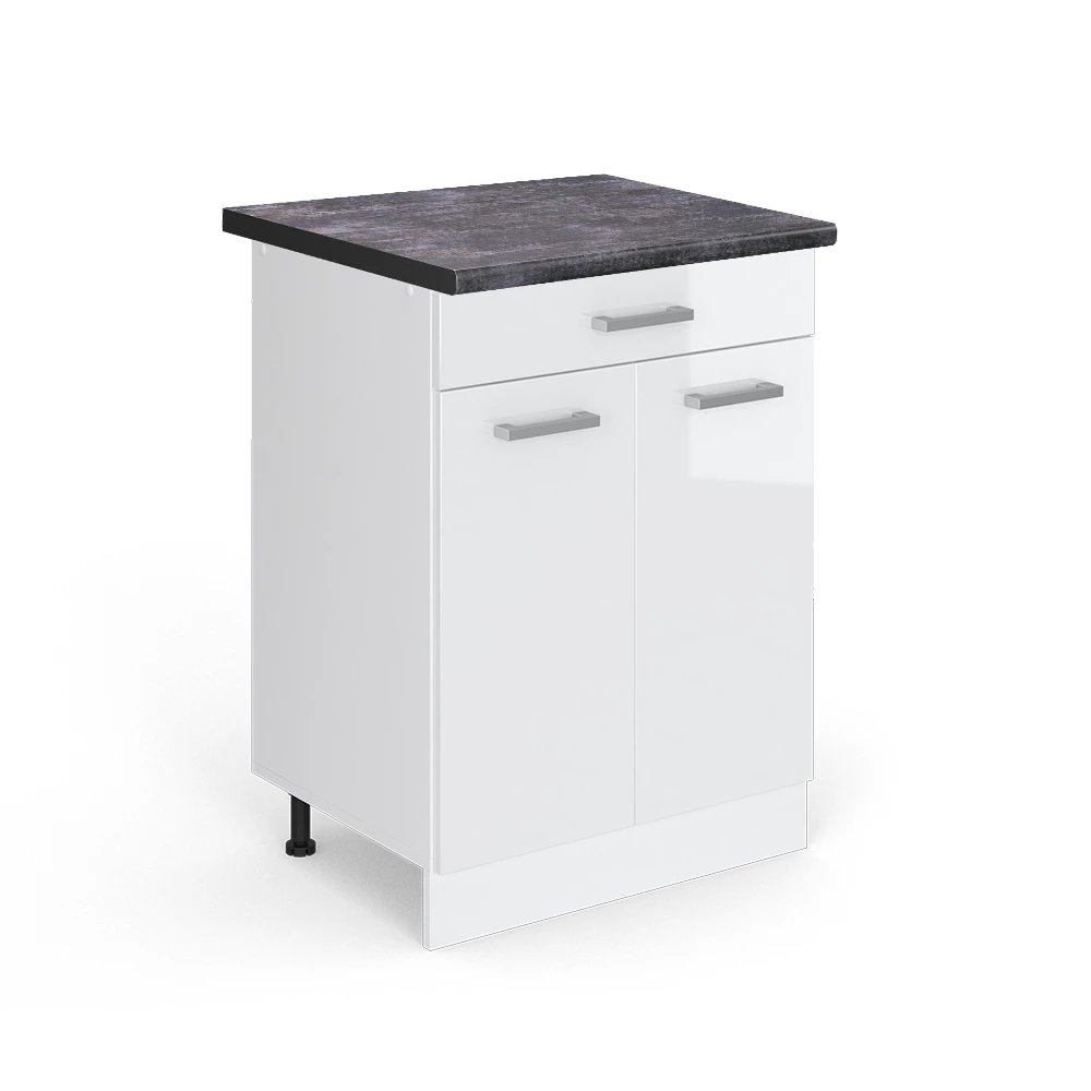 Mobiletto base per cucina in Bianco lucido su sfondo bianco