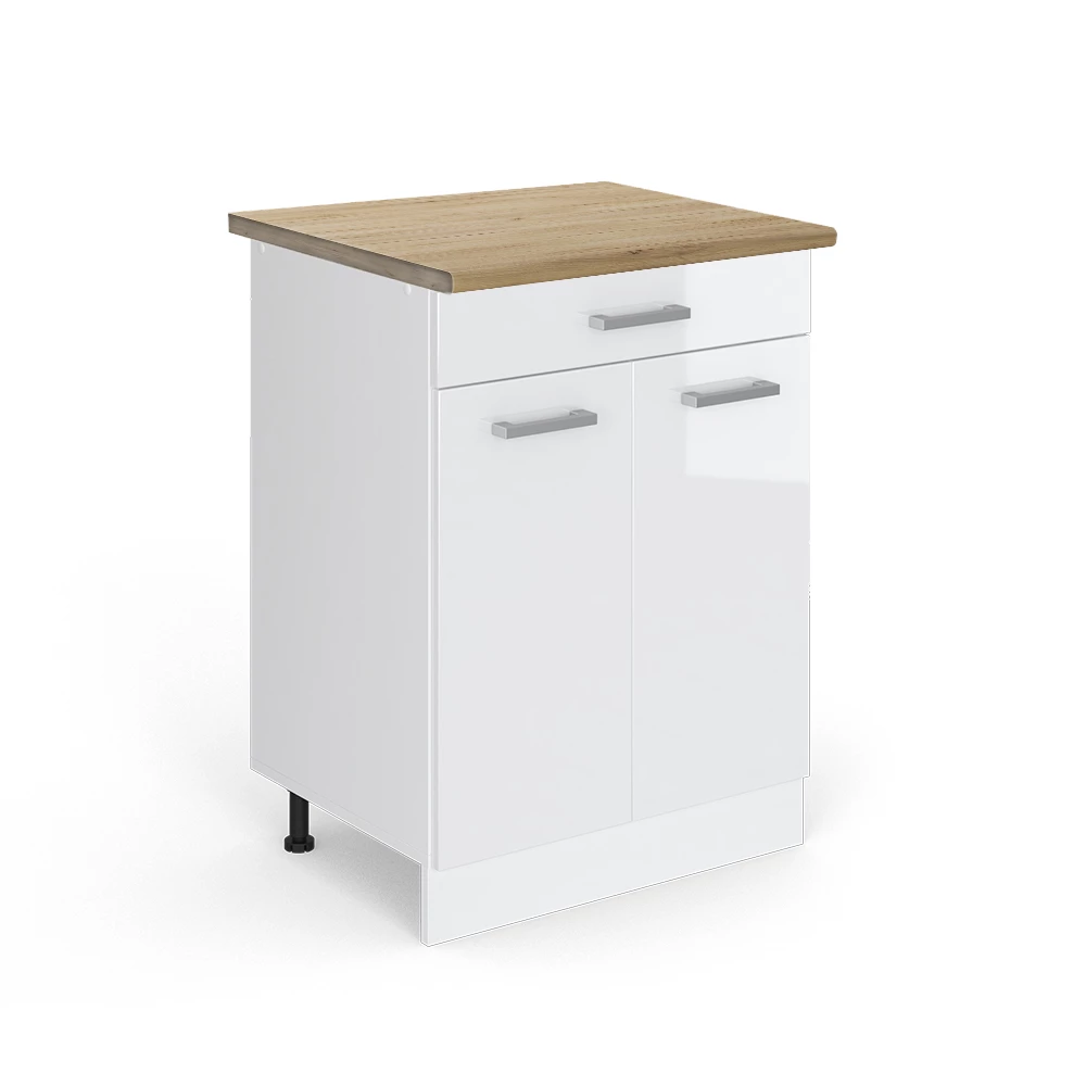 Mobiletto base per cucina in Bianco lucido su sfondo bianco