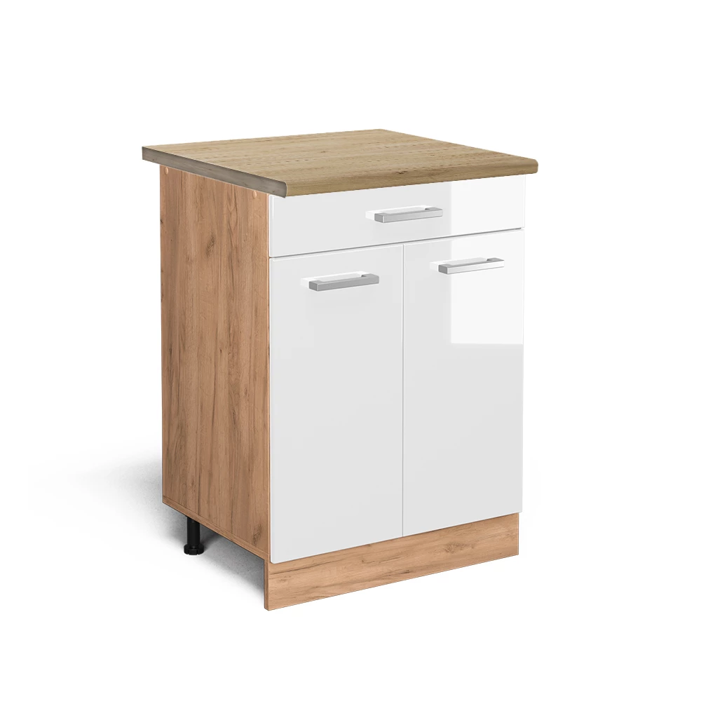 Vicco Keittiön peruskaappi Valkoinen korkeakiilto 60cm, R-Line