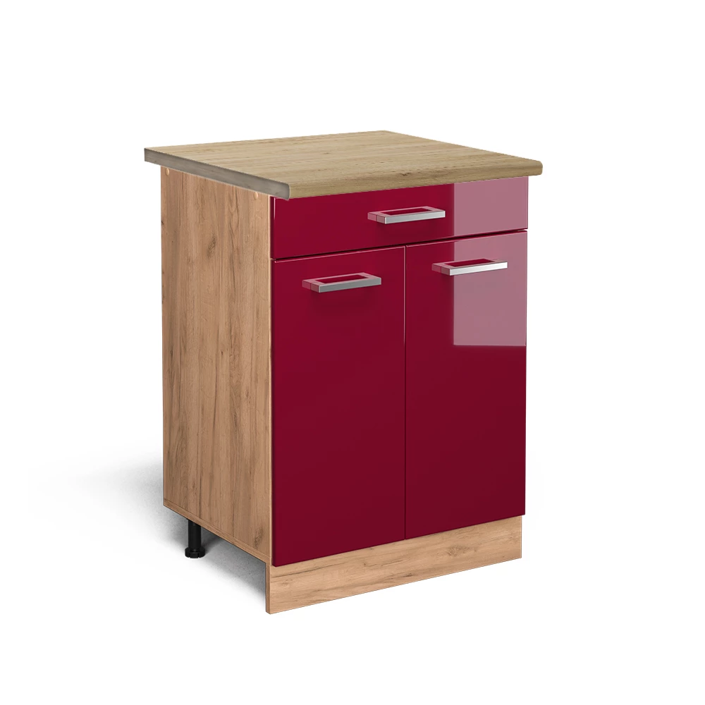 Vicco Armário inferior de cozinha Bordeaux alto brilho 60cm, R-Line