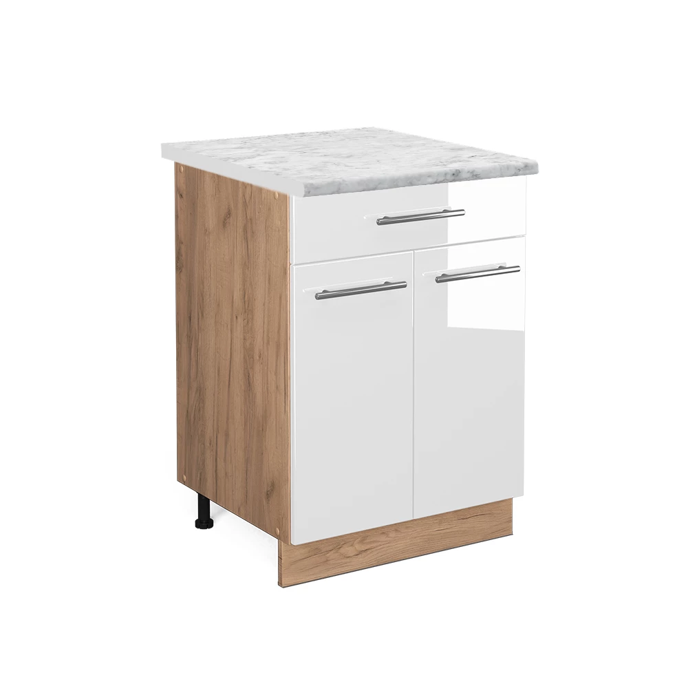 Mobiletto base per cucina in Bianco lucido su sfondo bianco