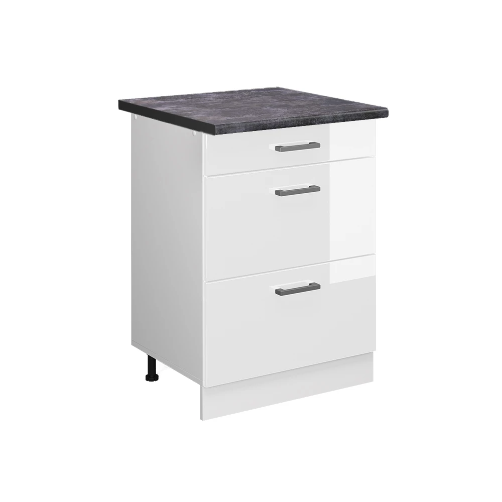 Vicco Donji ormarić za kuhinju sjajno bijelo 60 cm s ladicama, RP Antracit, R-Line