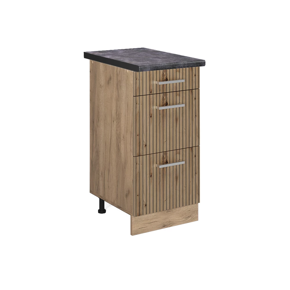 Küchenunterschrank in Artisan-Eiche auf weißem Hintergrund