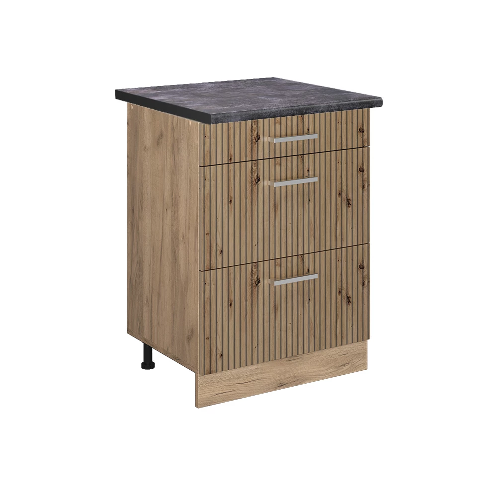 Küchenunterschrank in Artisan-Eiche auf weißem Hintergrund