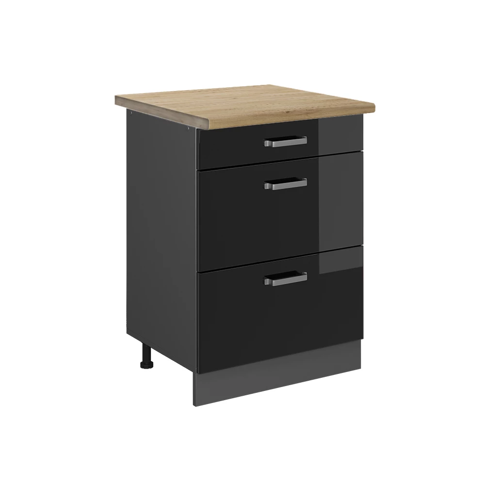 Vicco Köksunderskåp Svart högblank 60cm, R-Line