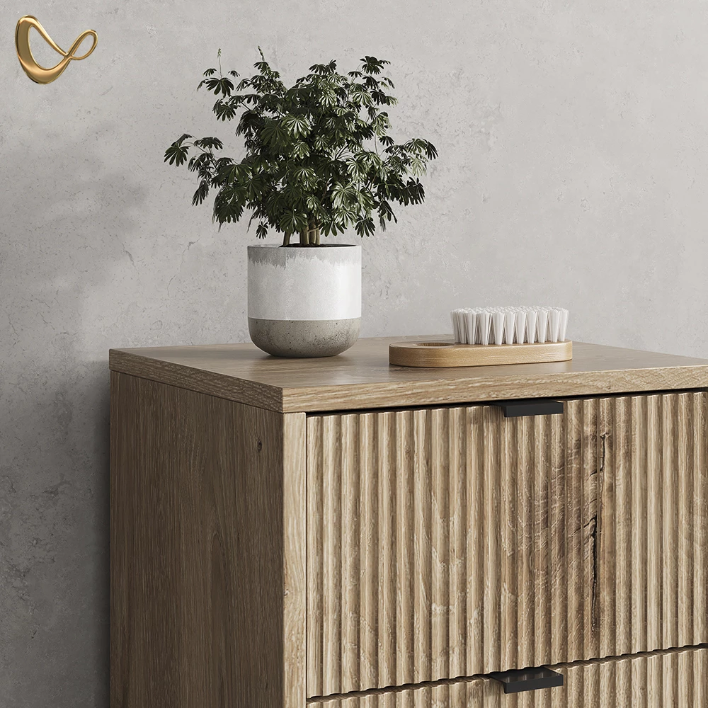 Nahaufnahme von Midischrank in Viking Oak, zeigt Design- und Oberflächendetails