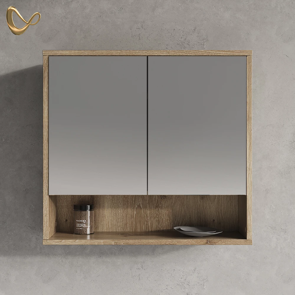 Badspiegelschrank ATERNO Viking Oak 70 x 65 cm mit 2 Türen livinity®