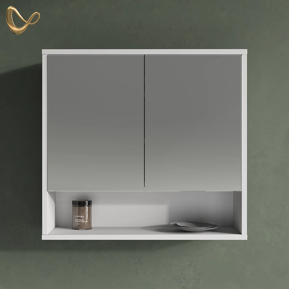 Spiegelschrank ATERNO Weiß 70 x 65 cm mit 2 Türen livinity®