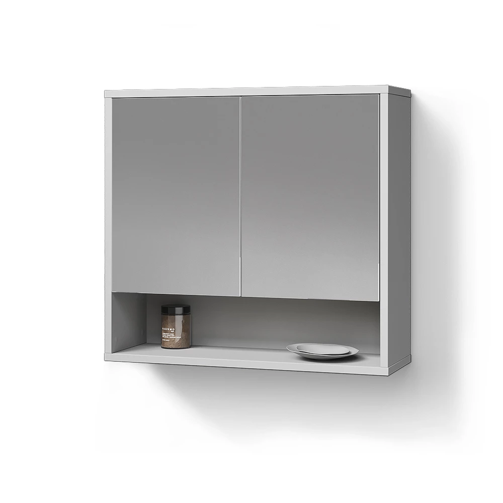Spiegelschrank in Weiß auf weißem Hintergrund