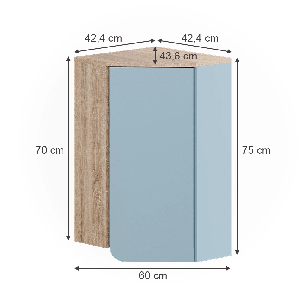 Vicco Mobile da bagno Grigio-blu 42.4 x 75 cm con porta e vani aperti, Karen