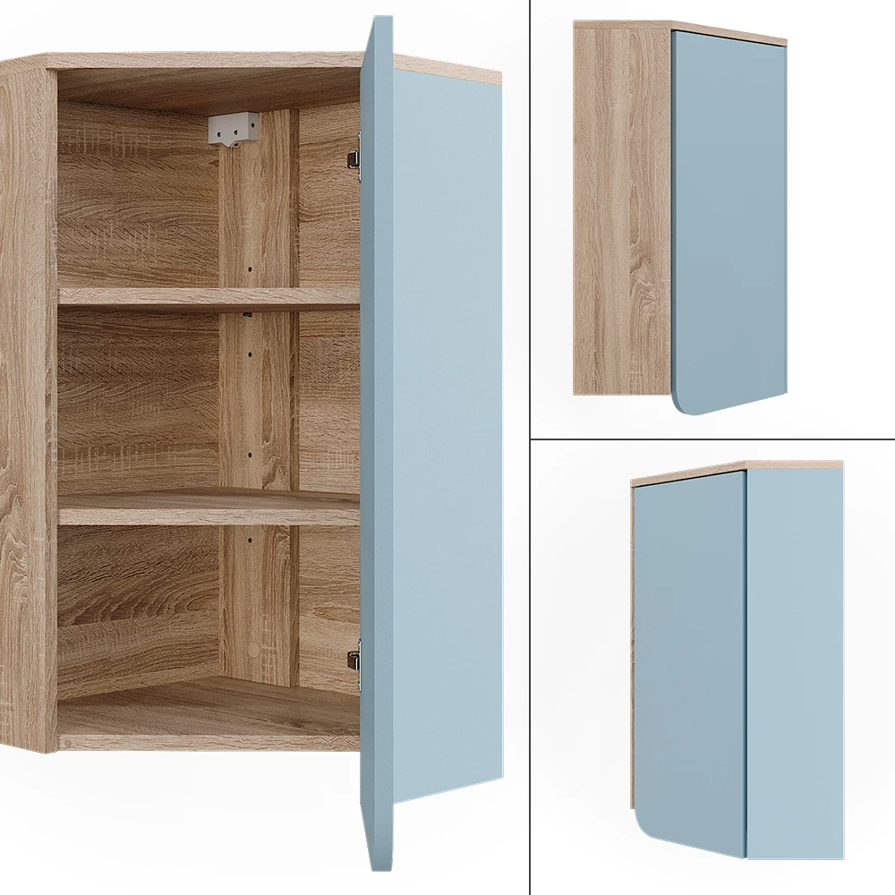 Vicco Mobile da bagno Grigio-blu 42.4 x 75 cm con porta e vani aperti, Karen
