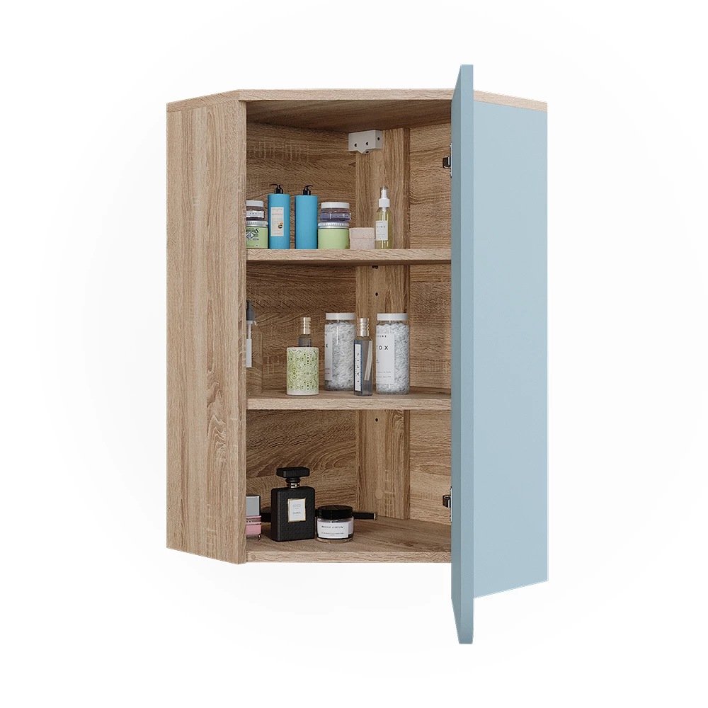 Vicco Mobile da bagno Grigio-blu 42.4 x 75 cm con porta e vani aperti, Karen