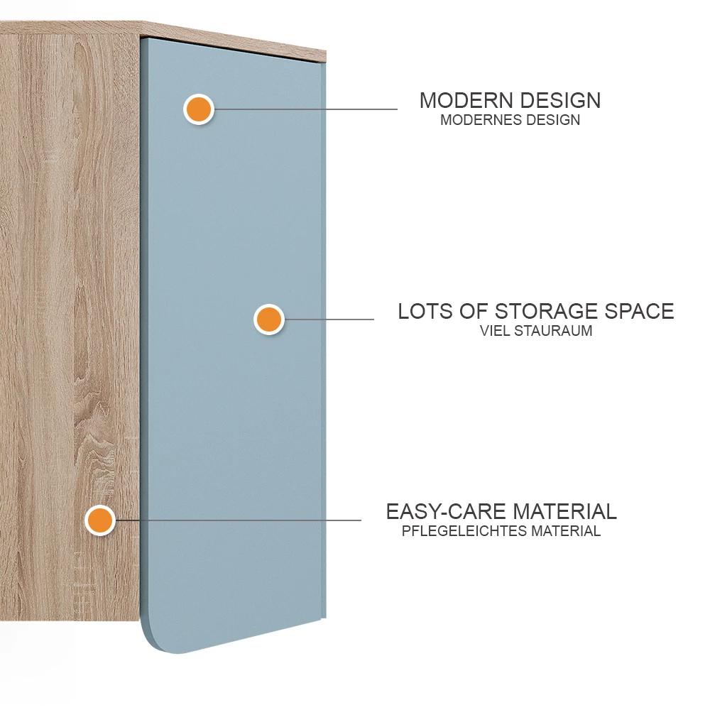 Vicco Mobile da bagno Grigio-blu 42.4 x 75 cm con porta e vani aperti, Karen