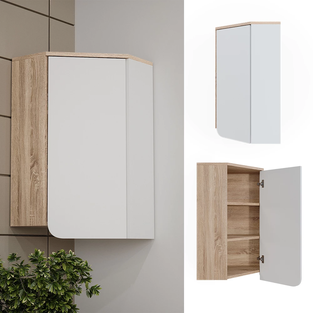 Vicco Kylpyhuoneen kaappi Sonoma/Valkoinen 50x75 cmovella ja avoimilla osastoilla, Karen