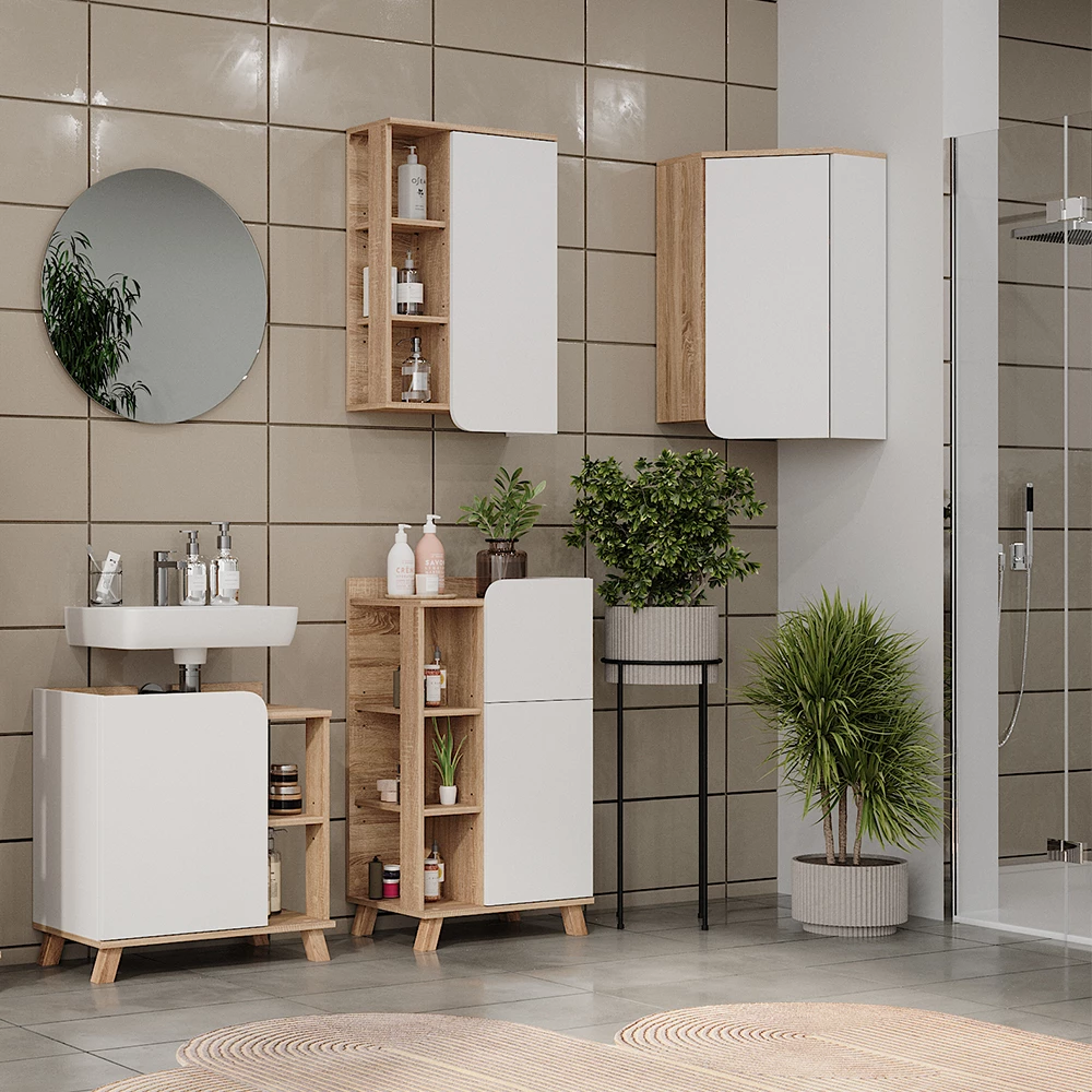 Vicco Eckhängeschrank Sonoma/Weiß 42.4 x 75 cm, Karen