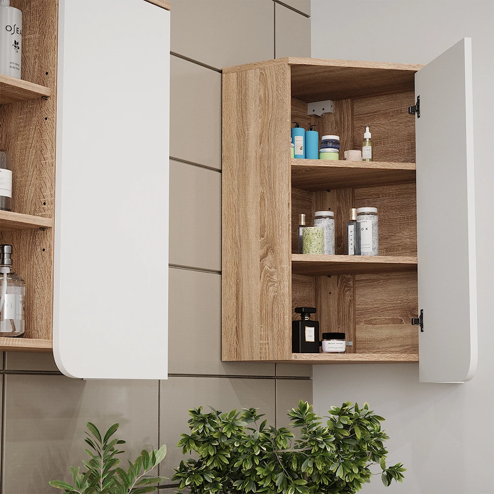 Vicco Eckhängeschrank Sonoma/Weiß 42.4 x 75 cm, Karen