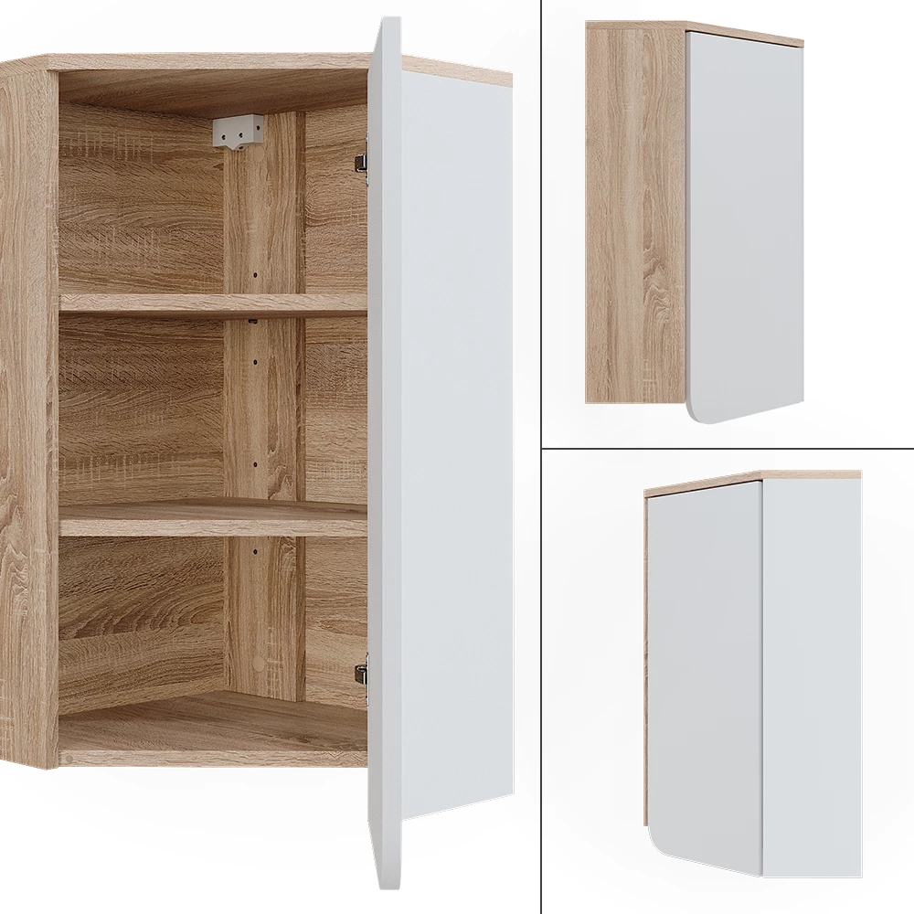 Vicco Eckhängeschrank Sonoma/Weiß 42.4 x 75 cm, Karen