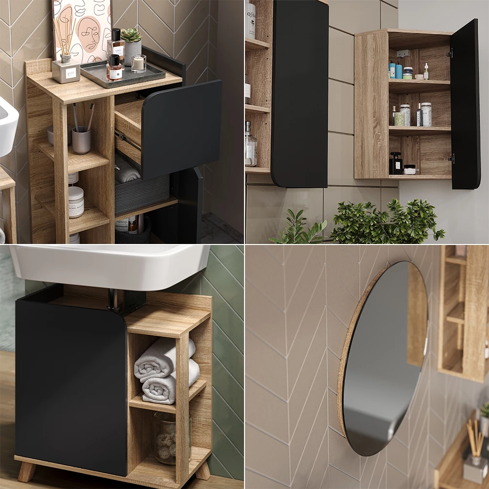 Vicco Set di mobili da bagno Sonoma 5 parti, Karen