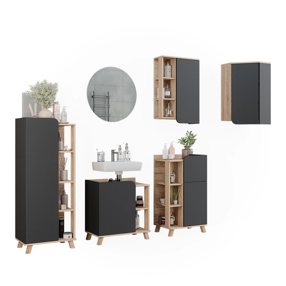 Vicco Set di mobili da bagno Sonoma 5 parti, Karen