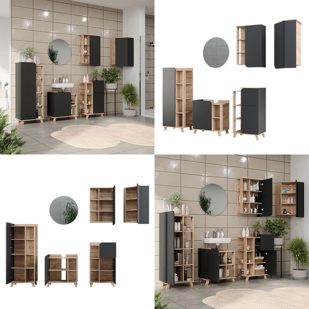 Vicco Set di mobili da bagno Sonoma 5 parti, Karen