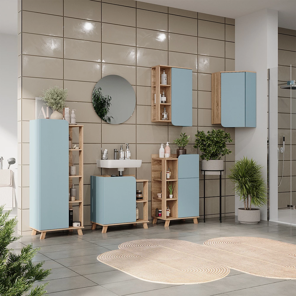 Vicco Badkamermeubelset Blauw-grijs 5 delen, Karen