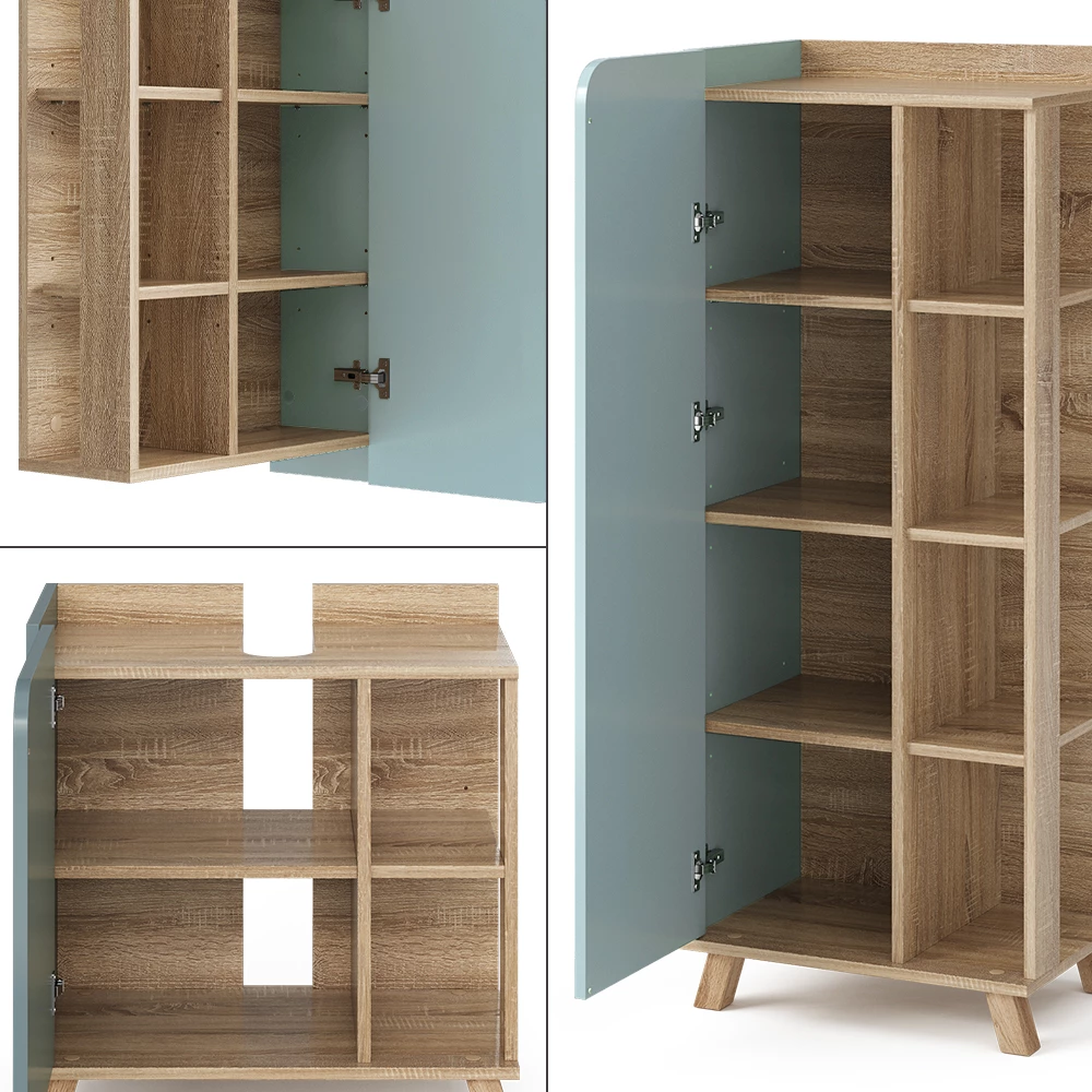 Vicco Badkamermeubelset Blauw-grijs 5 delen, Karen