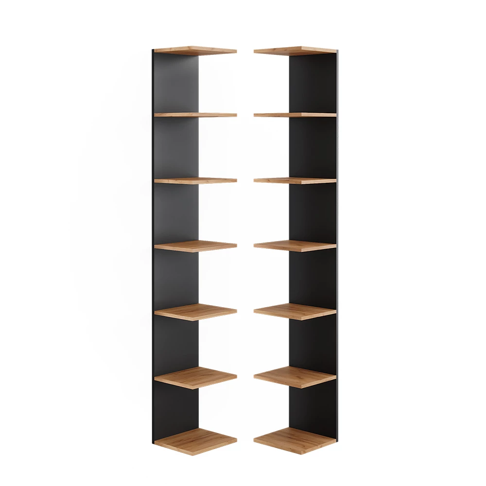Vicco Wandregal Anthrazit 28 x 190 cm 2er Set, Paolo