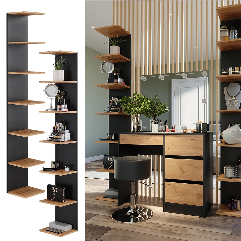 Vicco Wandregal Anthrazit 28 x 190 cm 2er Set, Paolo