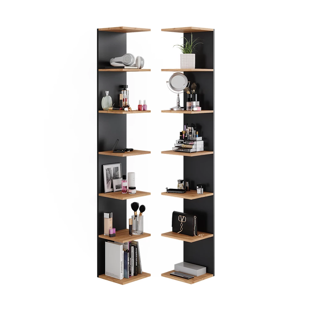 Vicco Wandregal Anthrazit 28 x 190 cm 2er Set, Paolo