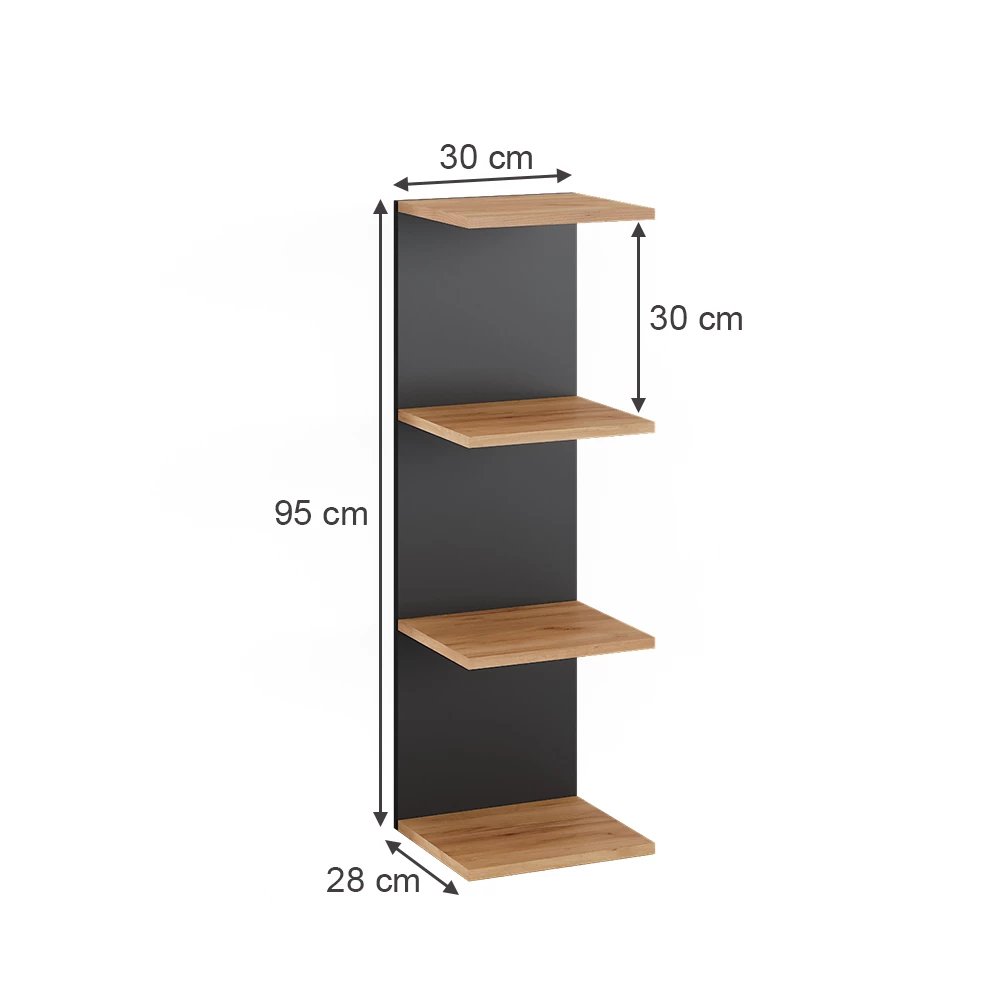 Vicco Wandregal Anthrazit 30 x 95 cm, Paolo