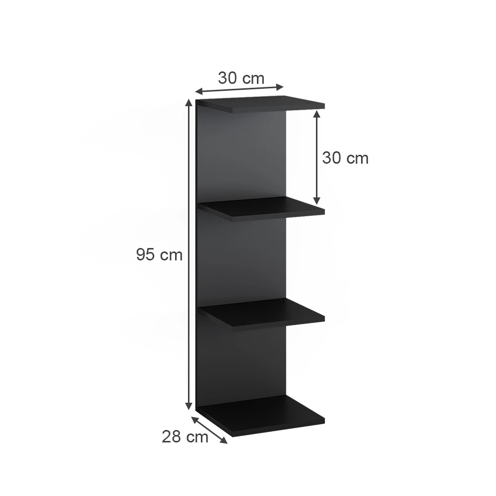 Vicco Wandregal Schwarz 30 x 95 cm 2er Set, Paolo