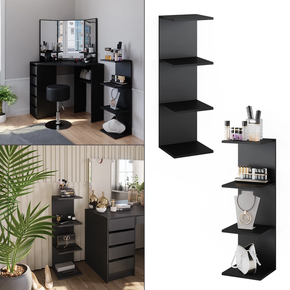Vicco Wandregal Schwarz 30 x 95 cm, Paolo