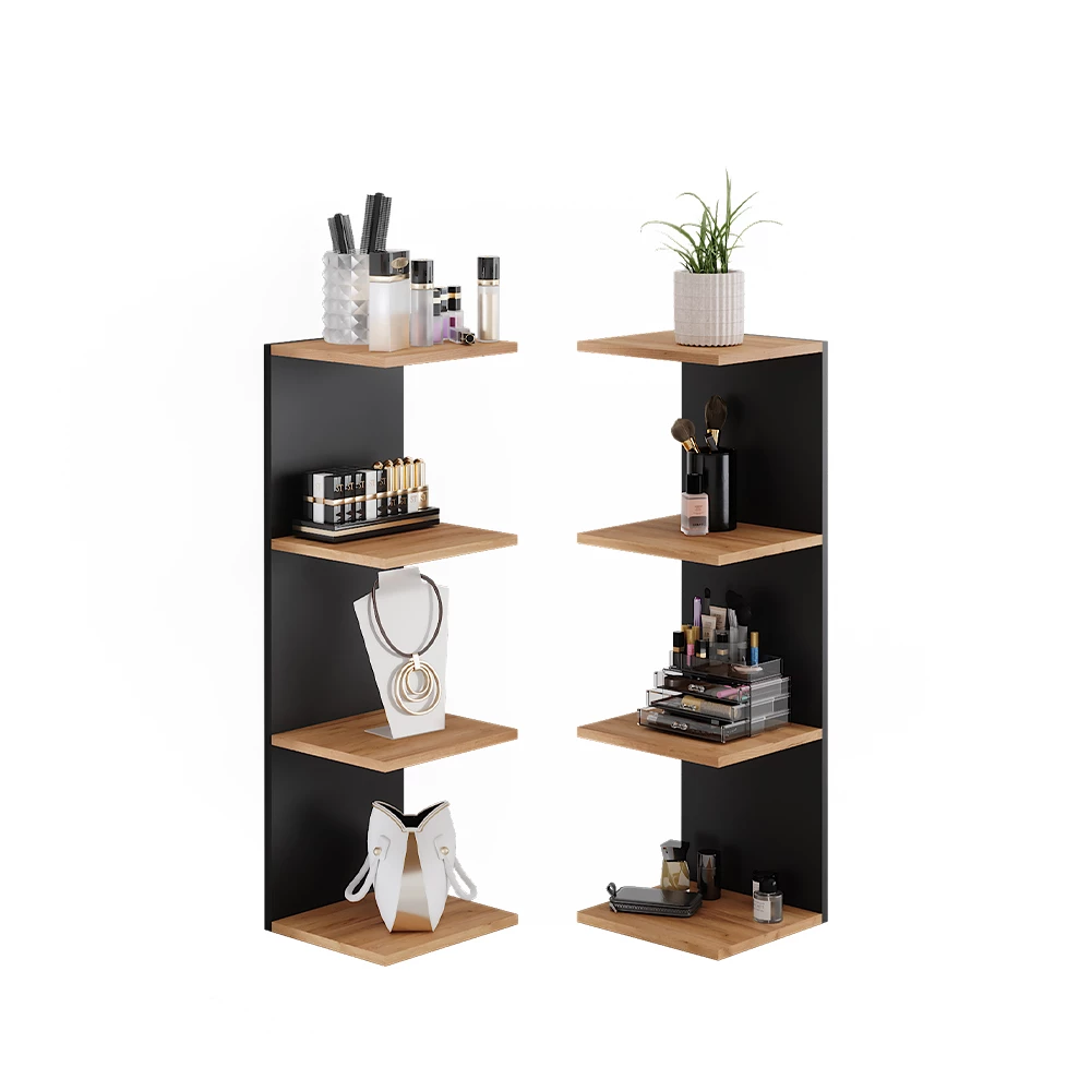 Vicco Wandregal Anthrazit 30 x 95 cm 2er Set, Paolo