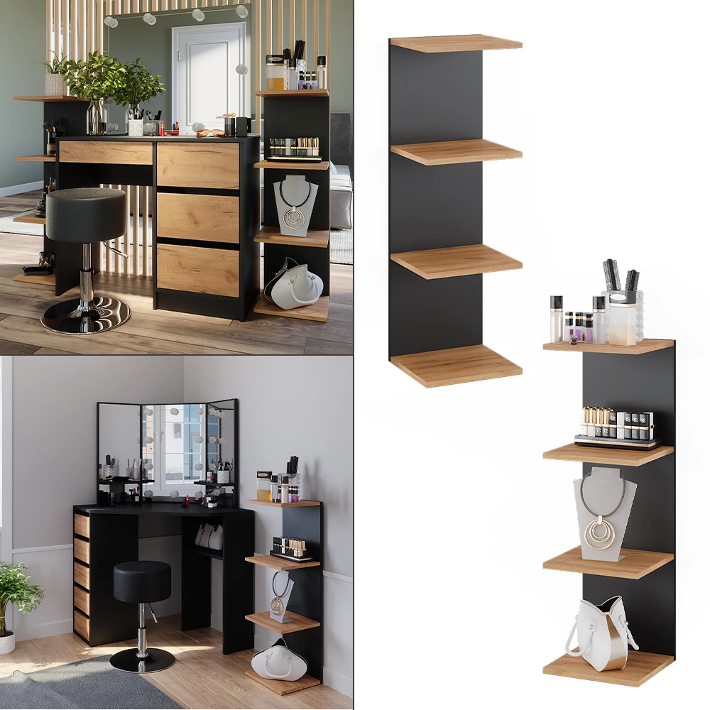 Vicco Wandregal Anthrazit 30 x 95 cm 2er Set, Paolo