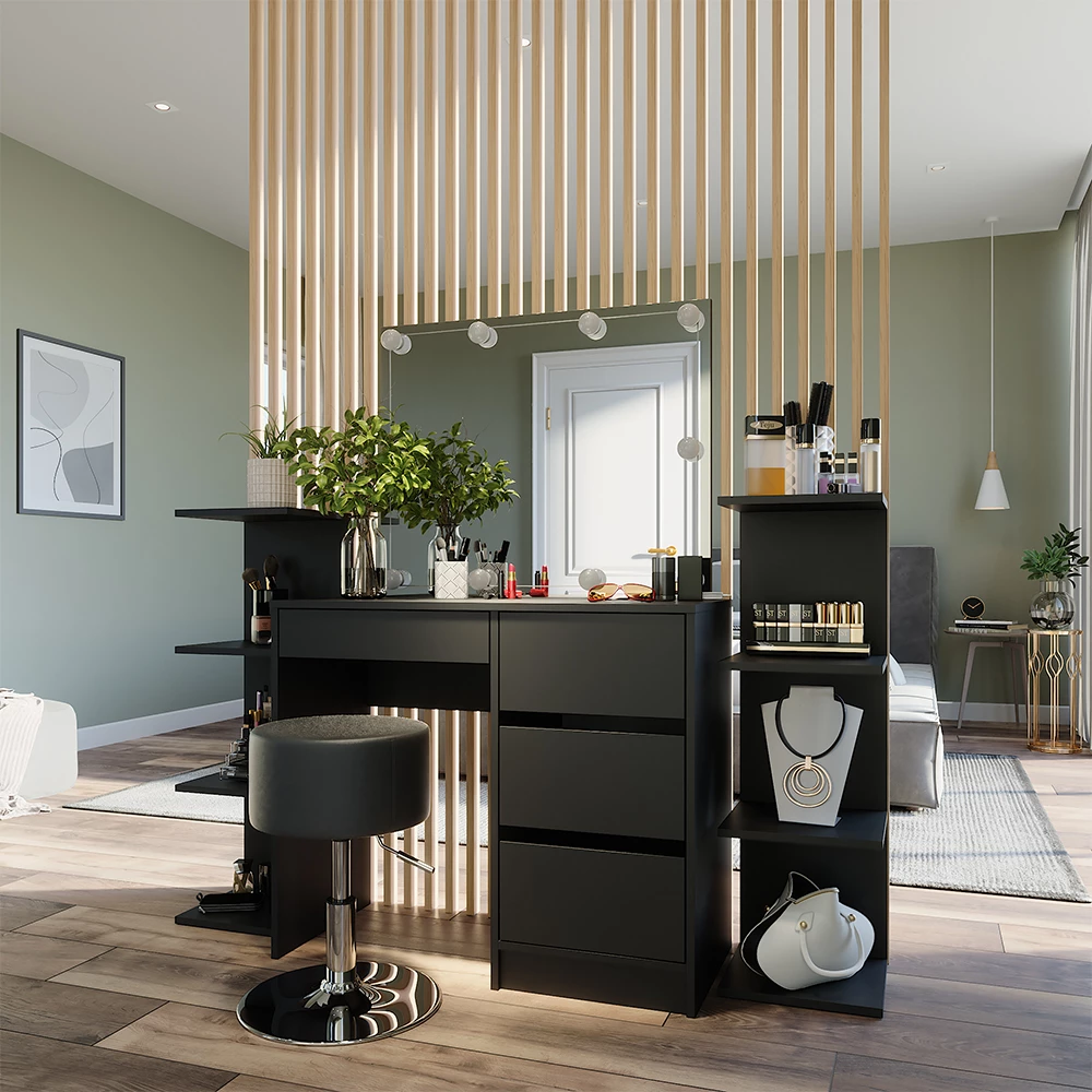 Vicco Wandregal Schwarz 30 x 95 cm 2er Set, Paolo