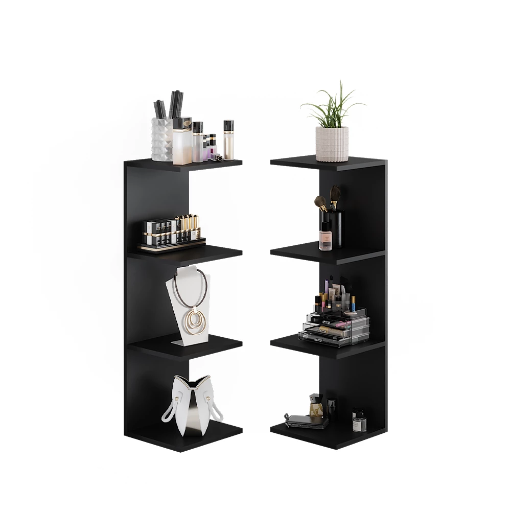 Vicco Wandregal Schwarz 30 x 95 cm 2er Set, Paolo