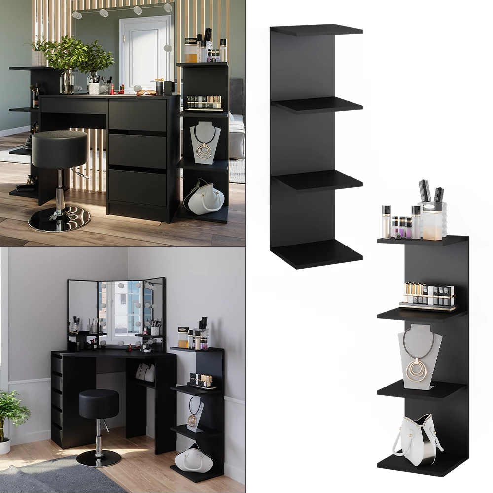 Vicco Wandregal Schwarz 30 x 95 cm 2er Set, Paolo