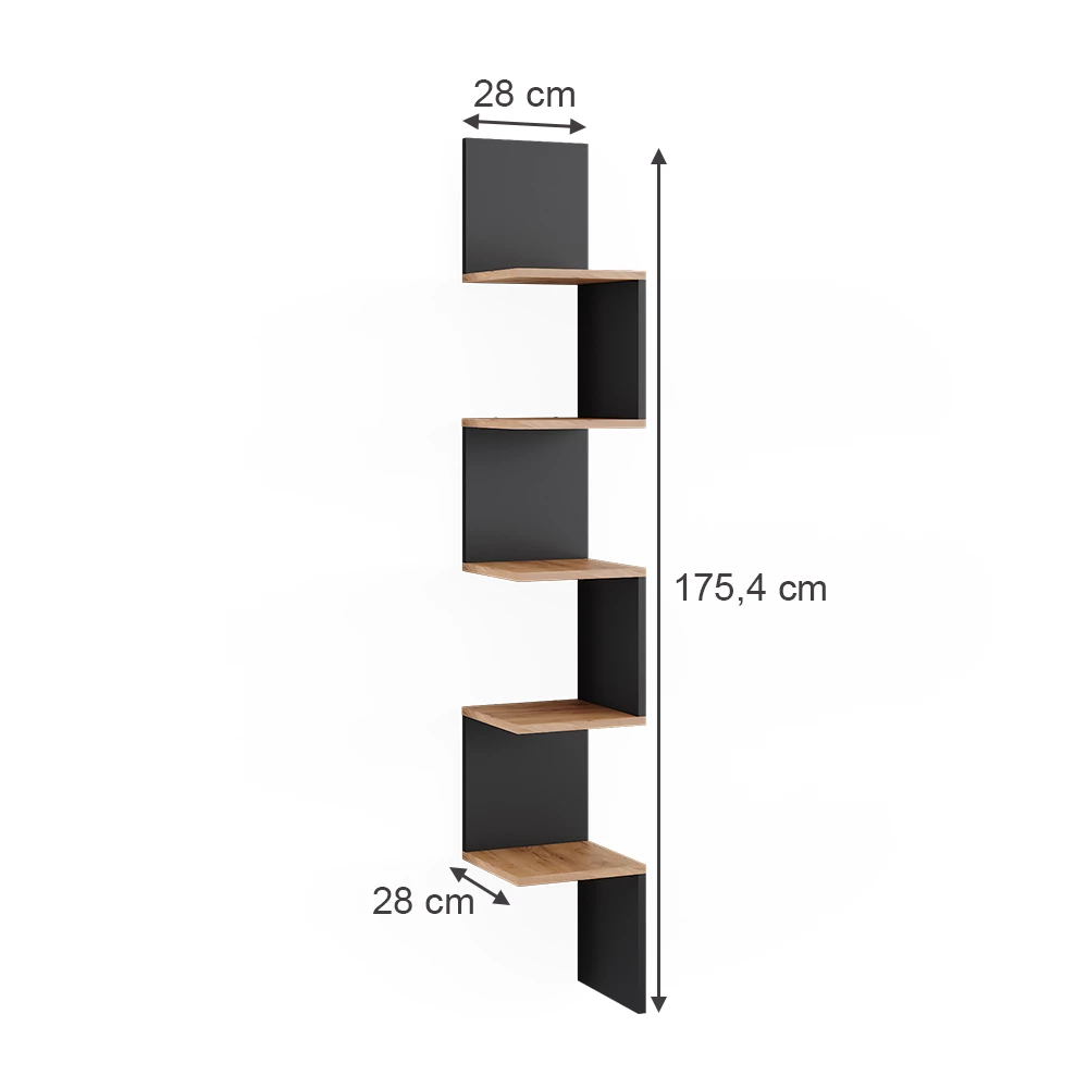 Vicco Eckregal Anthrazit 28 x 175.4 cm 2er Set, Paolo