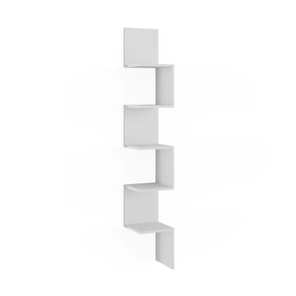 Vicco Hoekplank Wit 28 x 175.4 cm met 5 compartimenten, Paolo