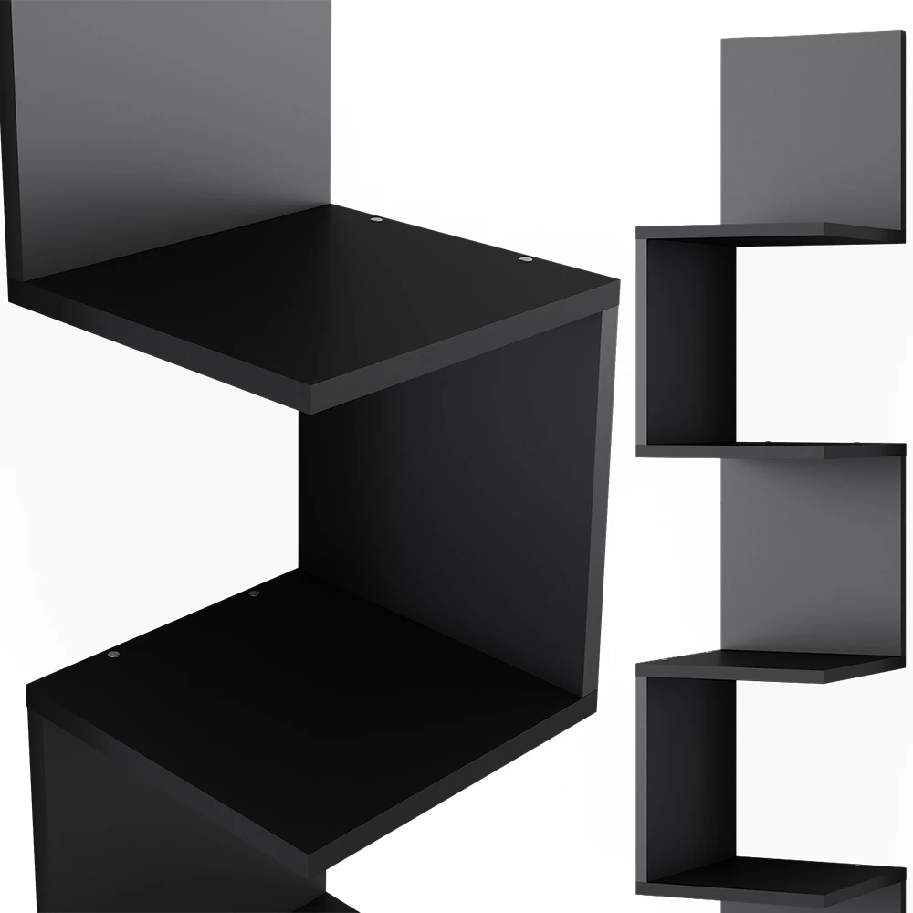 Vicco Eckregal Schwarz 28 x 175.4 cm mit 5 Fächern, Paolo