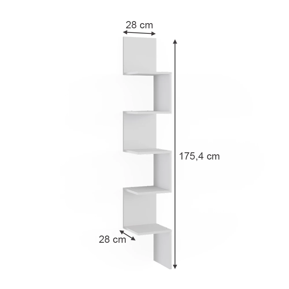 Vicco Eckregal Weiß 28 x 175.4 cm 2er Set, Paolo