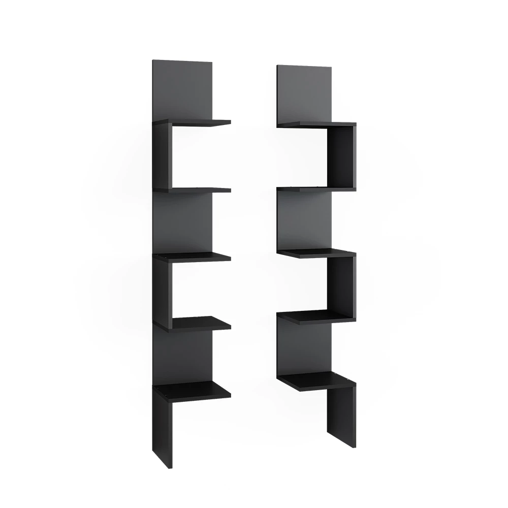 Vicco Eckregal Schwarz 28 x 175.4 cm 2er Set, Paolo