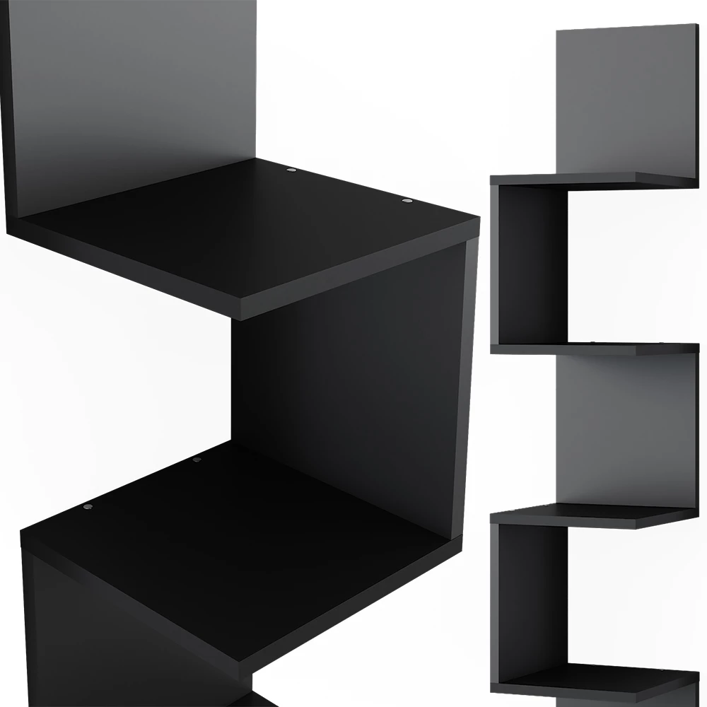 Vicco Eckregal Schwarz 28 x 175.4 cm 2er Set, Paolo