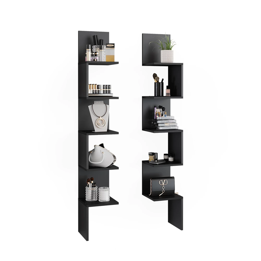 Vicco Eckregal Schwarz 28 x 175.4 cm 2er Set, Paolo